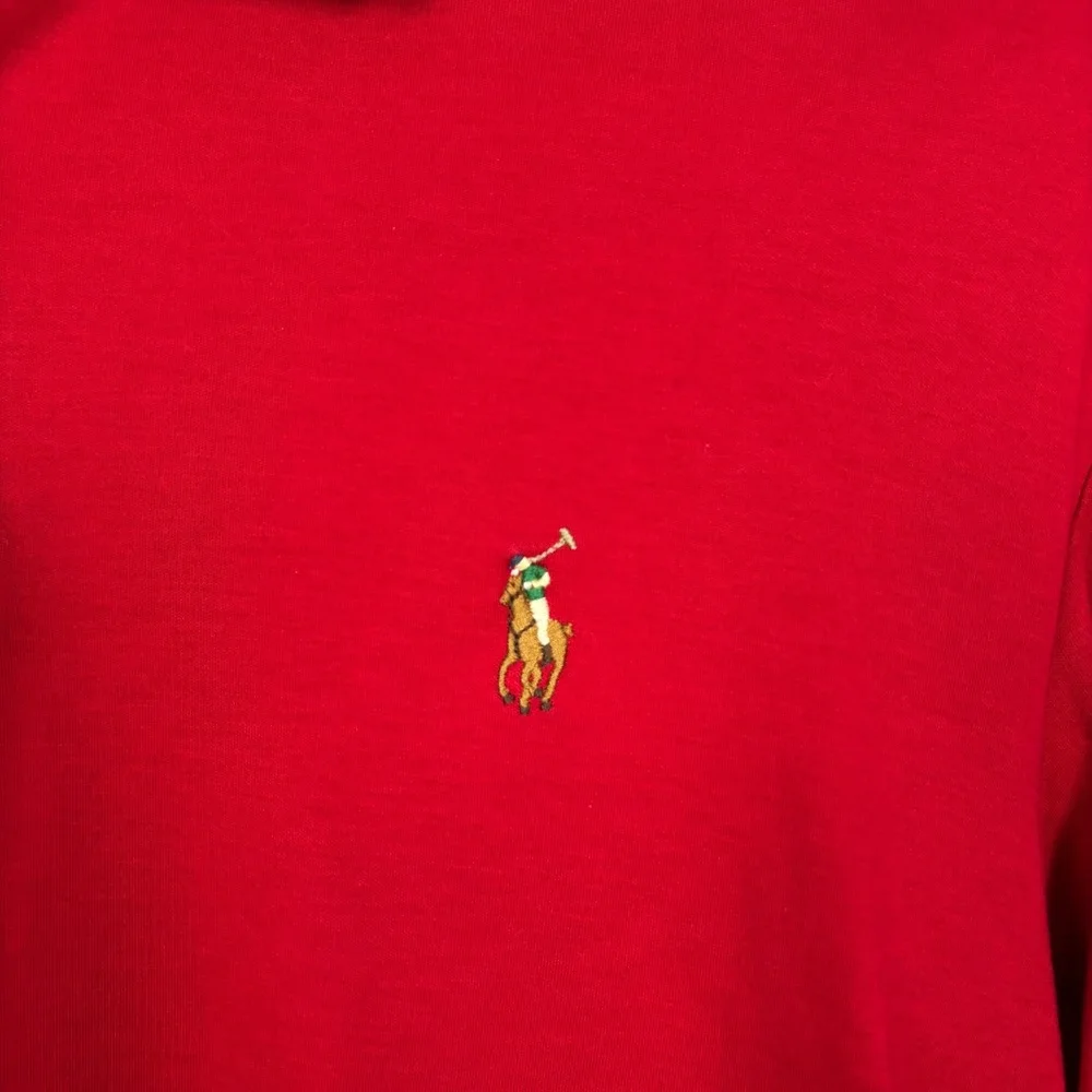 Polo Ralph Lauren Red‎ Long Sleeve Polo Shirt Mens M Classic Fit Multicolor Pony